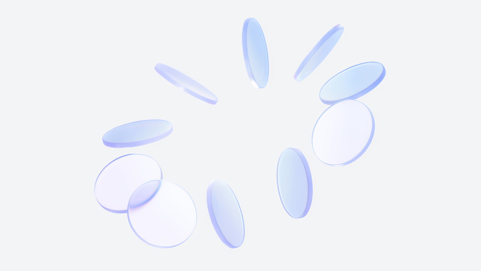 Glass discs scattered in a loose ring, as if around a table